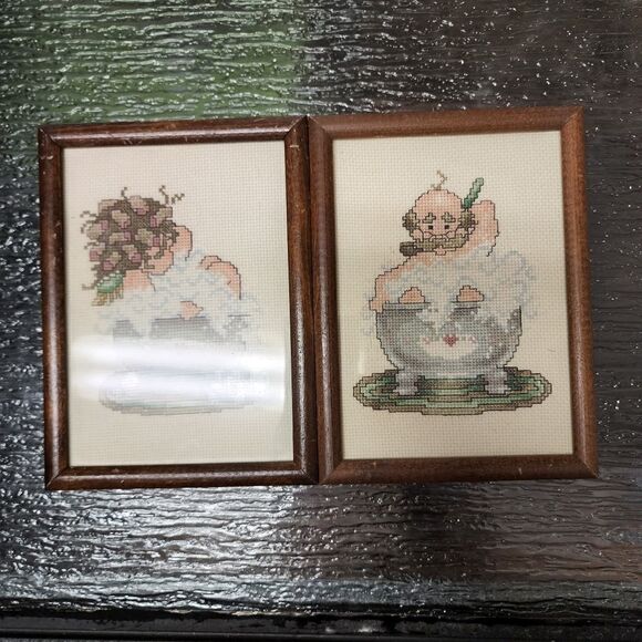 Cross stitch vintage art (2) 5 by 7 inch - Picture 1 of 4